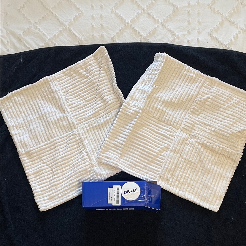 White Corduroy Pillow Covers new soft texture, design set of two